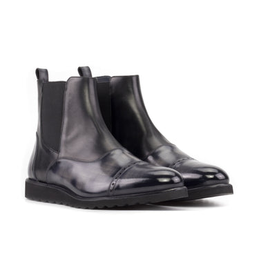 DapperFam Vesuvio in Black / Grey Painted Calf and Patina