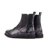 DapperFam Vesuvio in Black / Grey Painted Calf and Patina