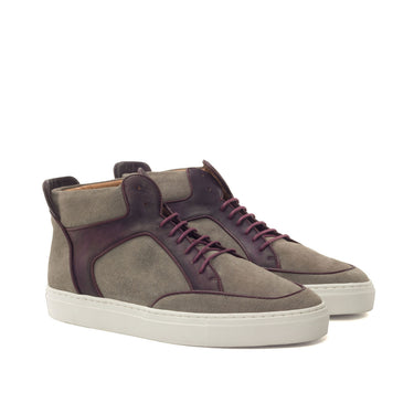 DapperFam Dante in Oxblood / Grey Painted Calf and Sport Suede