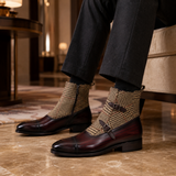 DapperFam Octavian in Tweed / Brown / Burgundy Sartorial, Kid Suede and Patina
