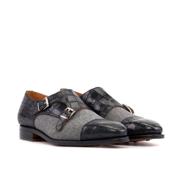 DapperFam Monaco in Black / Flannel Light Grey Flannel Painted Croco