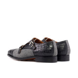 DapperFam Monaco in Black / Flannel Light Grey Flannel Painted Croco