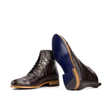 DapperFam Garrison in Dark Brown Painted Croco