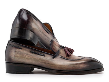 Paul Parkman Men's Split Toe Patina Leather Tassel Loafers in Brown