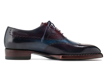 Paul Parkman Men's Goodyear Welted Wingtip Oxfords in Bordeaux & Blue