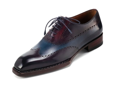 Paul Parkman Men's Goodyear Welted Wingtip Oxfords in Bordeaux & Blue