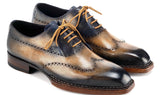 Paul Parkman Men's Goodyear Welted Wingtip Oxfords in Camel & Navy