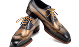 Paul Parkman Men's Goodyear Welted Wingtip Oxfords in Camel & Navy