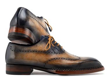 Paul Parkman Men's Goodyear Welted Wingtip Oxfords in Camel & Navy