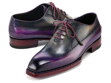 Paul Parkman Men's Goodyear Welted Wingtip Oxfords in Purple & Grey