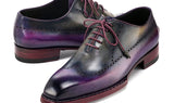 Paul Parkman Men's Goodyear Welted Wingtip Oxfords in Purple & Grey