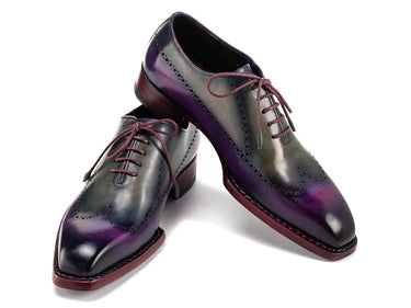 Paul Parkman Men's Goodyear Welted Wingtip Oxfords in Purple & Grey