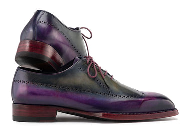 Paul Parkman Men's Goodyear Welted Wingtip Oxfords in Purple & Grey