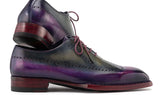Paul Parkman Men's Goodyear Welted Wingtip Oxfords in Purple & Grey