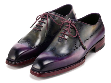 Paul Parkman Men's Goodyear Welted Wingtip Oxfords in Purple & Grey