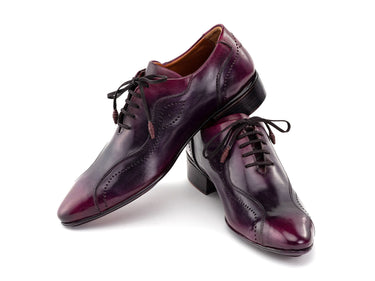 Paul Parkman Handmade Burnished Lace-Up Casual Shoes in Purple