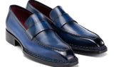 Paul Parkman Men's Norwegian Welted Loafers in Blue Patina