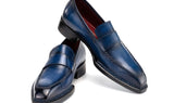 Paul Parkman Men's Norwegian Welted Loafers in Blue Patina