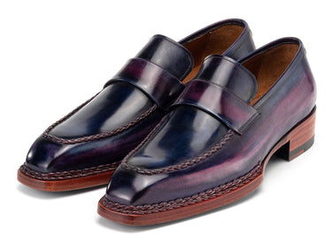 Paul Parkman Men's Norwegian Welted Loafers in Purple Patina