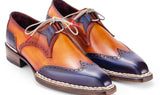 Paul Parkman Men's Norwegian Welted Wingtip Men's Dress Shoes in Blue & Camel