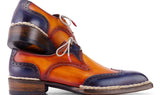Paul Parkman Men's Norwegian Welted Wingtip Men's Dress Shoes in Blue & Camel