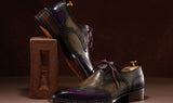 Paul Parkman Norwegian Welted Wingtip Men's Dress Shoes Purple & Olive (ID#8505-PRP) — view 5