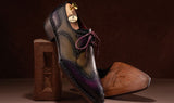 Paul Parkman Norwegian Welted Wingtip Men's Dress Shoes Purple & Olive (ID#8505-PRP) — view 6