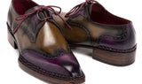 Paul Parkman Norwegian Welted Wingtip Men's Dress Shoes Purple & Olive (ID#8505-PRP)