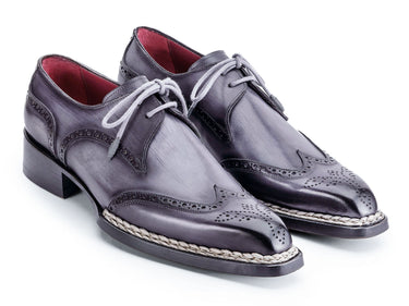Paul Parkman Men's Norwegian Welted Wingtip Derby Shoes in Grey
