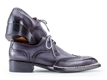 Paul Parkman Men's Norwegian Welted Wingtip Derby Shoes in Grey