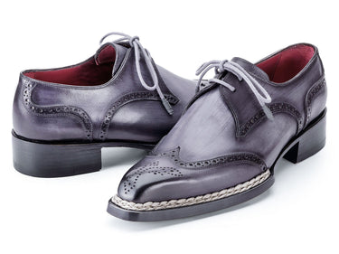 Paul Parkman Men's Norwegian Welted Wingtip Derby Shoes in Grey