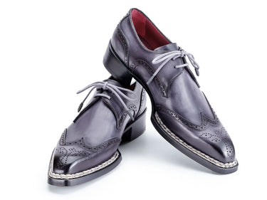 Paul Parkman Men's Norwegian Welted Wingtip Derby Shoes in Grey