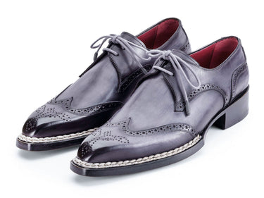 Paul Parkman Men's Norwegian Welted Wingtip Derby Shoes in Grey