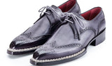 Paul Parkman Men's Norwegian Welted Wingtip Derby Shoes in Grey