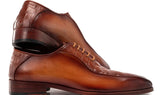 Paul Parkman Men's Camel Brown Croco Textured Leather Bicycle Toe Oxfords (ID#94-255) — view 4