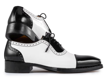 Paul Parkman Men's Goodyear Welted Cap Toe Oxfords in Black & White