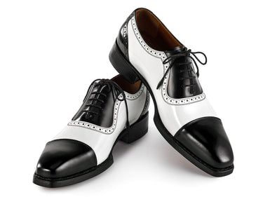 Paul Parkman Men's Goodyear Welted Cap Toe Oxfords in Black & White