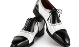 Paul Parkman Men's Goodyear Welted Cap Toe Oxfords in Black & White
