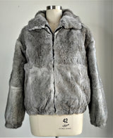 Calvere Furs Men's Hare Rabbit Jacket in Chinchilla
