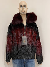 Calvere Furs Men's Diamond Mink Jacket in Burgundy