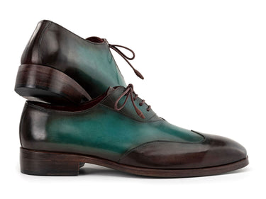 Paul Parkman Patina Leather Wingtip Oxford Shoes in Brown & Green