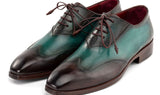 Paul Parkman Patina Leather Wingtip Oxford Shoes in Brown & Green