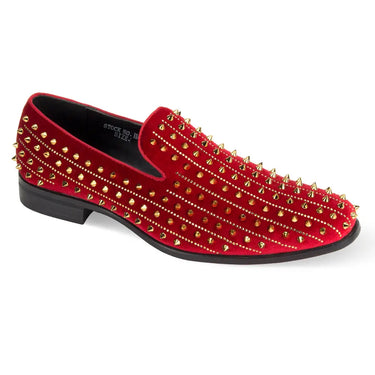 After Midnight Harvie Velvet Smoker Shoe in Red / Gold #color_ Red / Gold