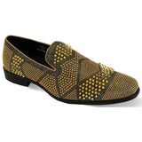 After Midnight Ozzy Velvet Studded Smoker Shoes in Gold