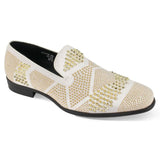 After Midnight Ozzy Velvet Studded Smoker Shoes in White / Gold