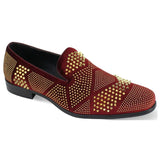 After Midnight Ozzy Velvet Studded Smoker Shoes in Wine / Gold