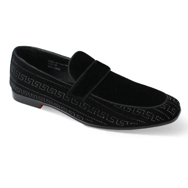 After Midnight Vincent Velvet Rhinestone Slip-On Smoking Loafers in Black