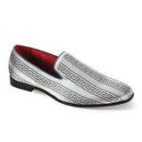 After Midnight Vito Velvet Rhinestone Slip-On Smoking Loafers in Silver / Black