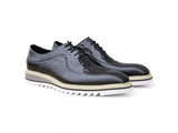 Carrucci Shoes Alligator Embossed Leather Derby in Black