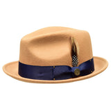 Bruno Capelo Blues Brothers Wool Pinch Front Trilby Hat in Acorn Navy Blue